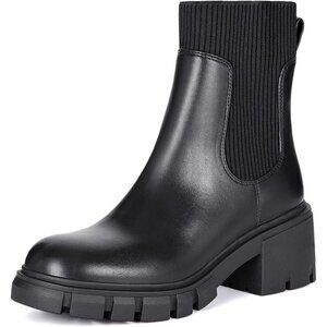 Women's Black 1 Chelsea Boots Fashion Slip on Platform Ankle Boots Chunky